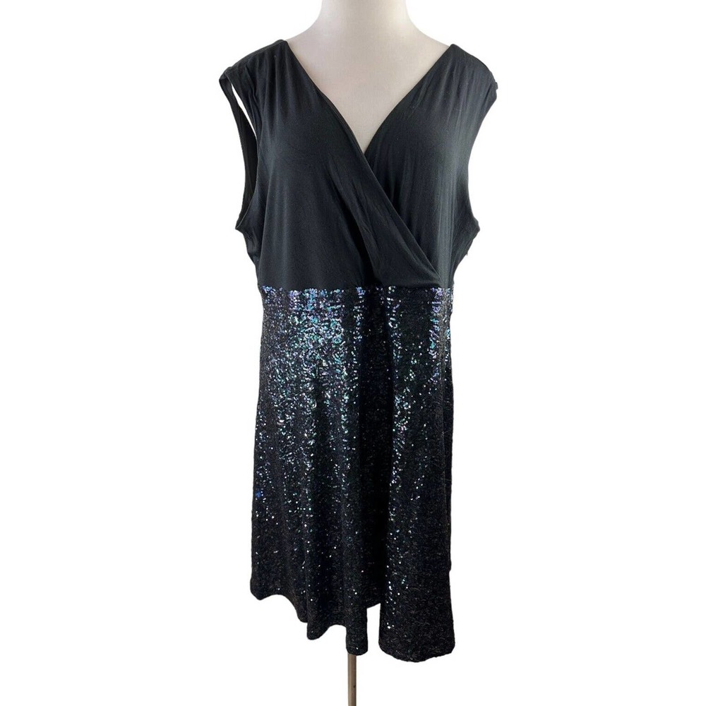 Torrid Special Occasion Black Sequin Skater Dress Black Women's Plus Size 24 - Picture 2 of 10
